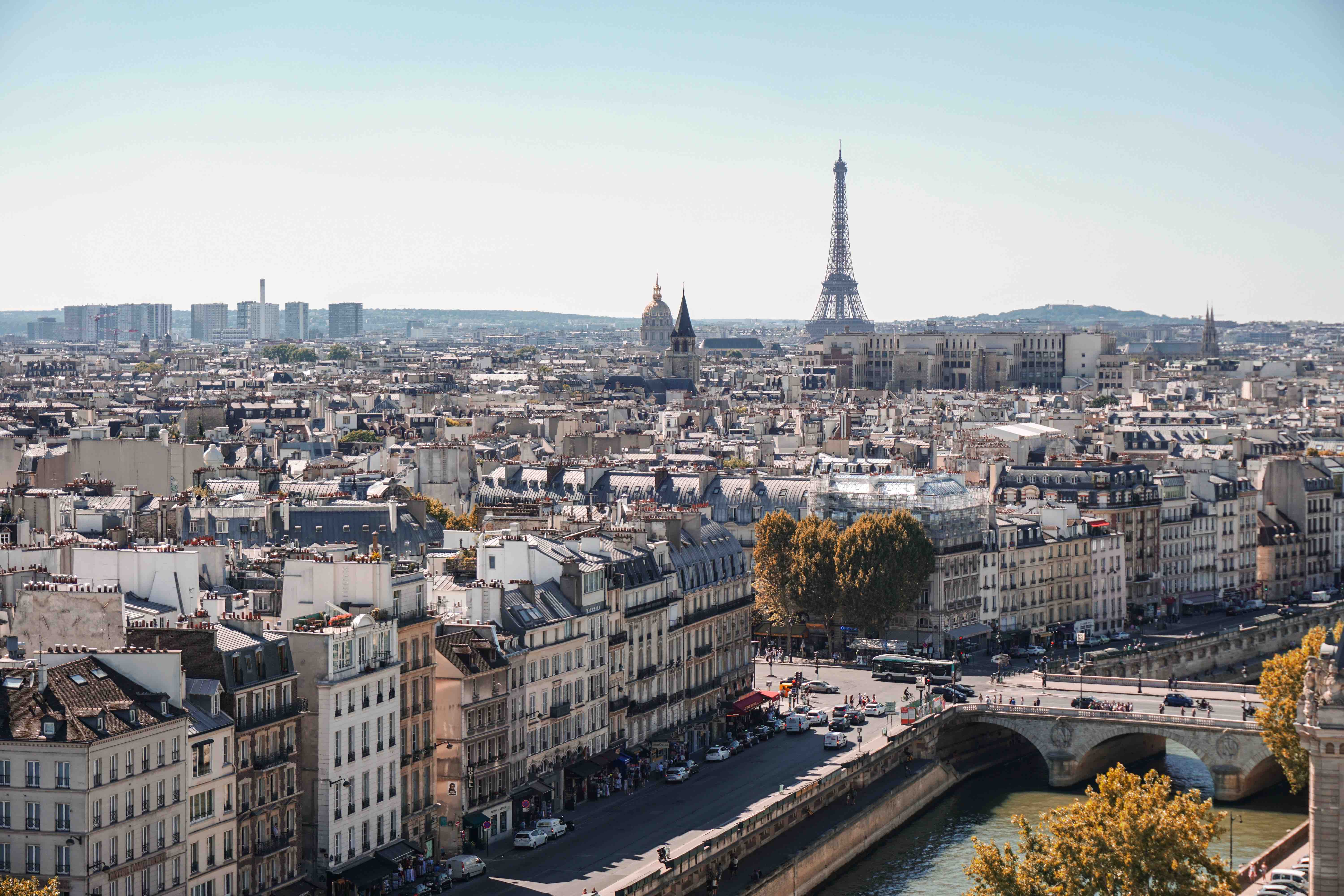 A view of the city of paris from the top of the eiffel tower.